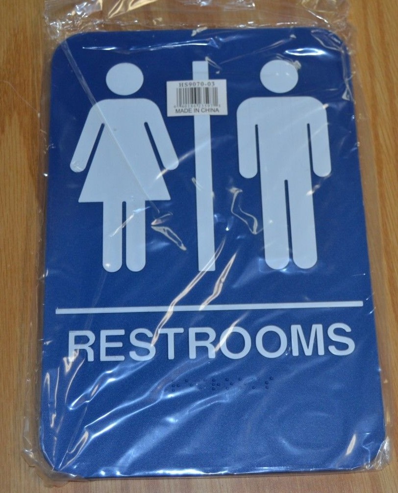Don-Jo HS-9070-03 Unisex Mens Womens Restroom Sign Braille A.D.A Blue