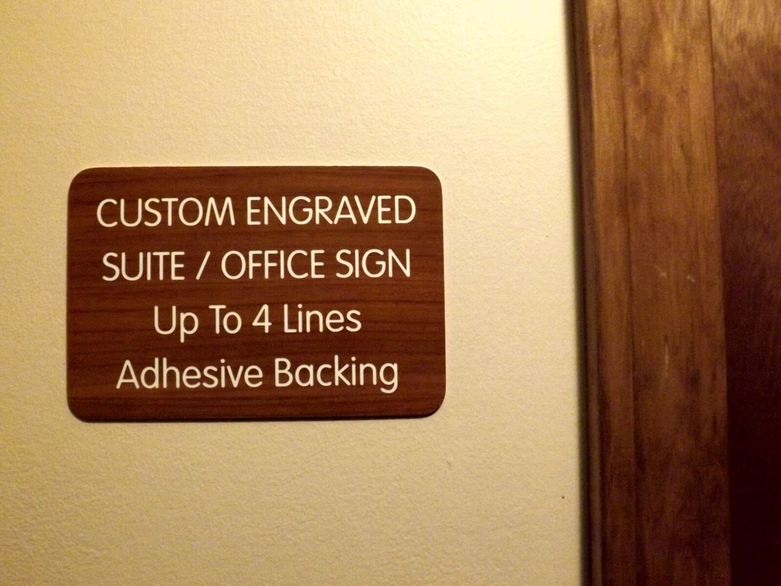 Custom Engraved Cherry Woodgrain 4×6 Office Suite Sign | Wall Door Suite Plaque