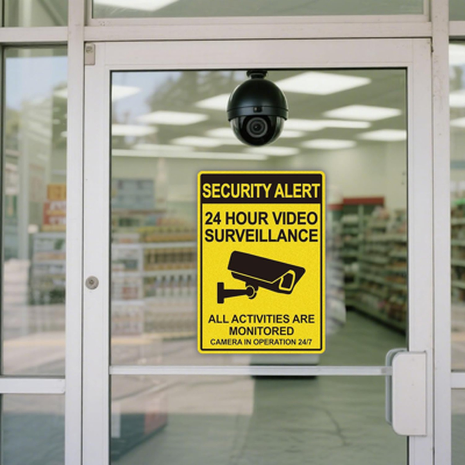 Security Signs Video Surveillance Sticker 24 Hour Security Camera Decal 2 Pack