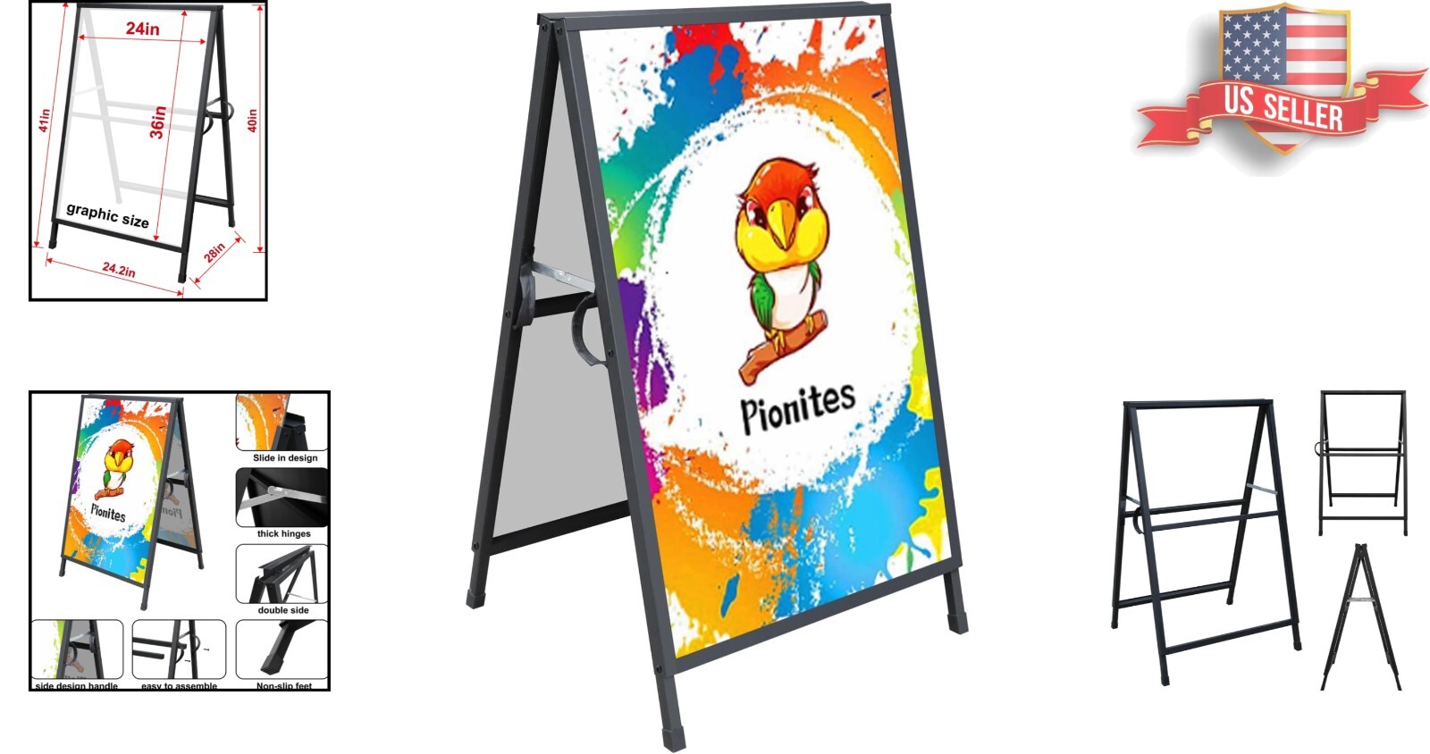 All-Metal A-Frame Sign Holder, Portable 24×36 » Sandwich Board for Diverse Uses