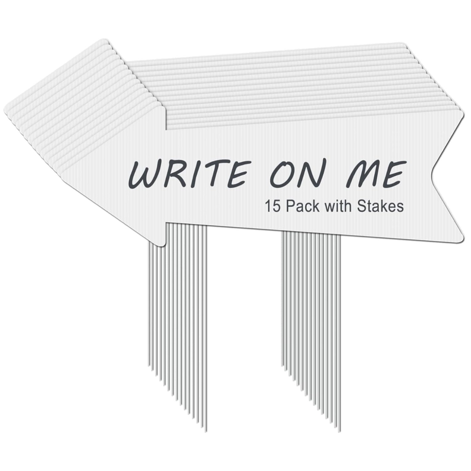« Outdoor White Arrow Signs Set with Stakes, 15 Pack »