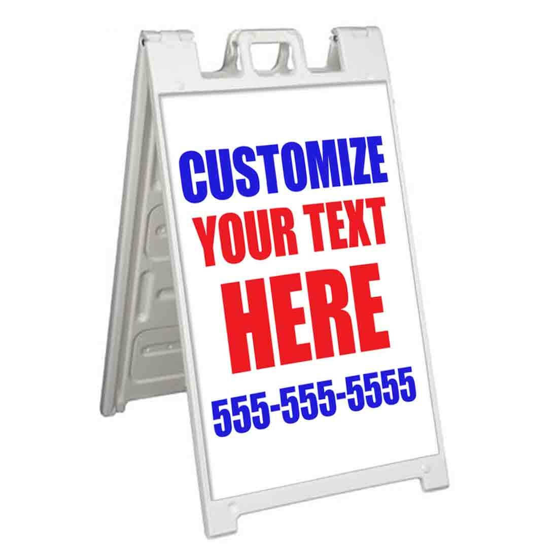 CUSTOMIZE YOUR TEXT HERE PHONE NUMBER Signicade 24×36 A Frame Sidewalk Sign