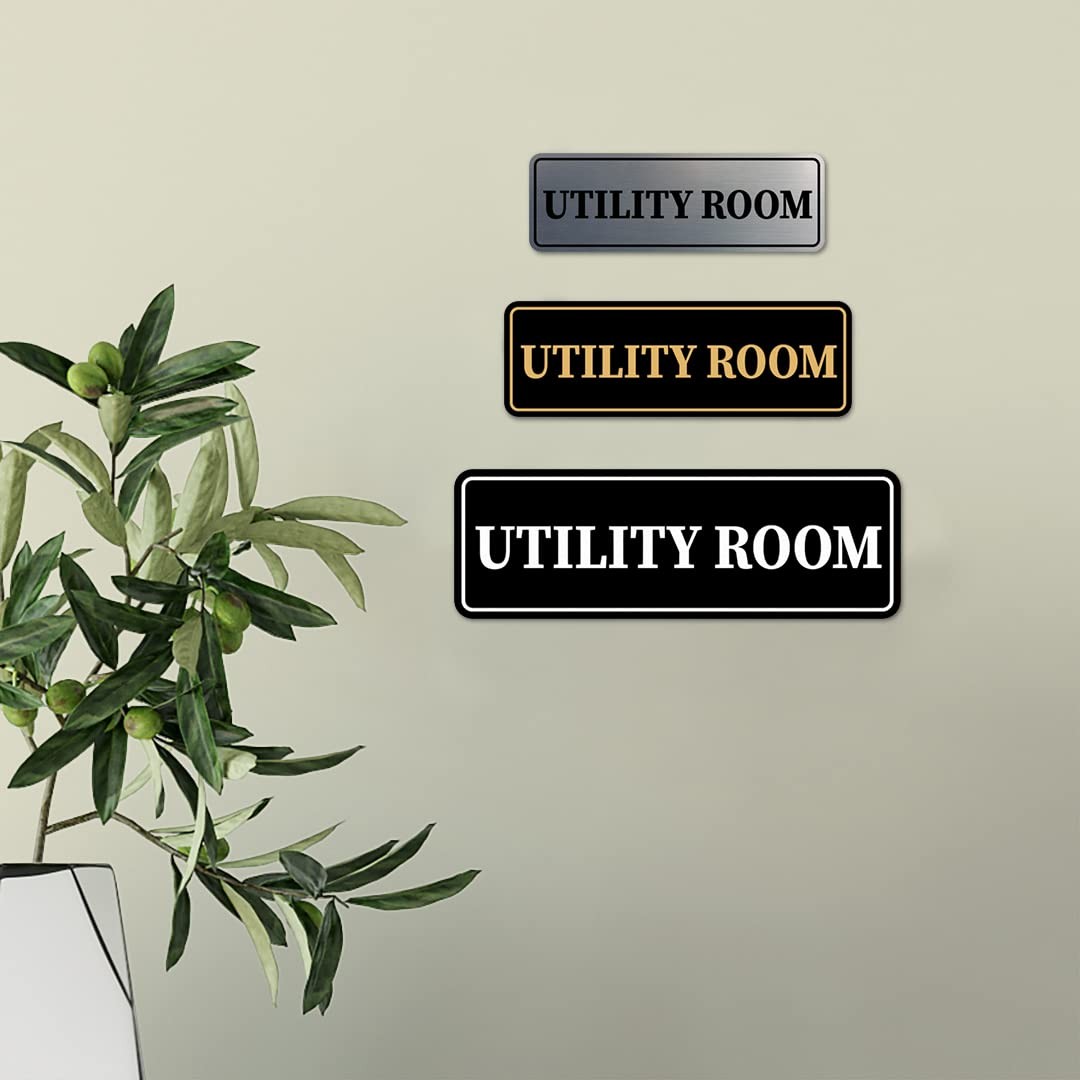 Medium Black « Standard Utility Room » Wall or Door Sign 1 Pack Business