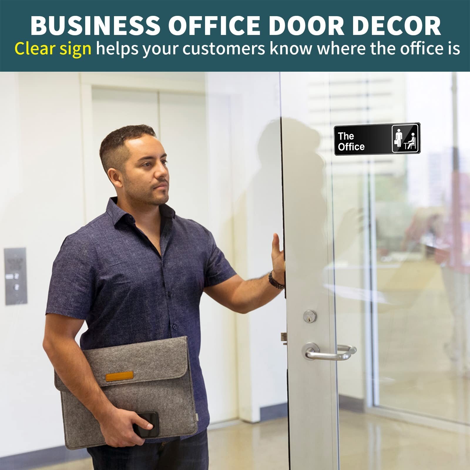 The Office Sign, 9 × 3 Inch Main Official Self Adhesive Office Sign for Doo