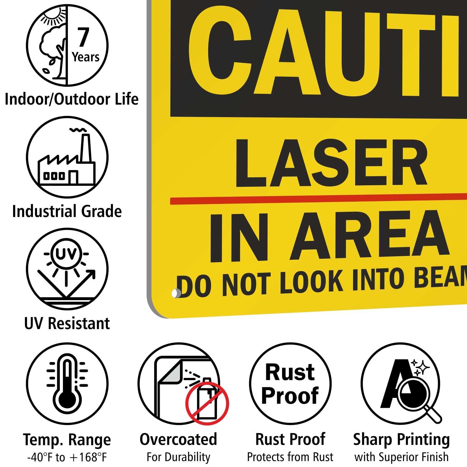 7&Prime;x10&Prime; U9-2435-NA_7x10 « Caution – Laser In Area Do Not Look Into Beam »