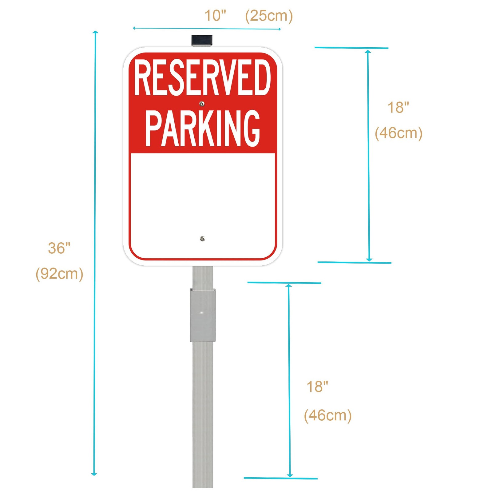 Blank Reserved Parking Signs With 36 Inch Stakes 14×10 Inch Aluminum 2 PCS