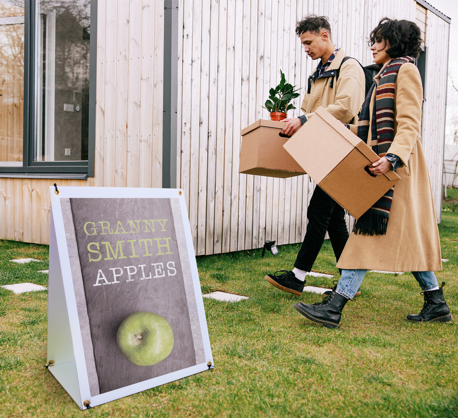 Granny Smith Apples A-Frame Sidewalk Sign Crisp Juicy Farmers Market Pick