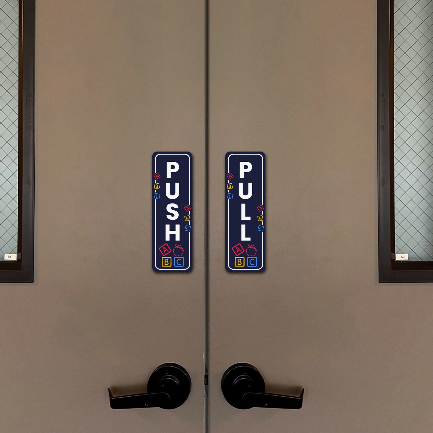Signs ByLITA Vertical Push and Pull Door Signs (Pre-School ABC Blocks)