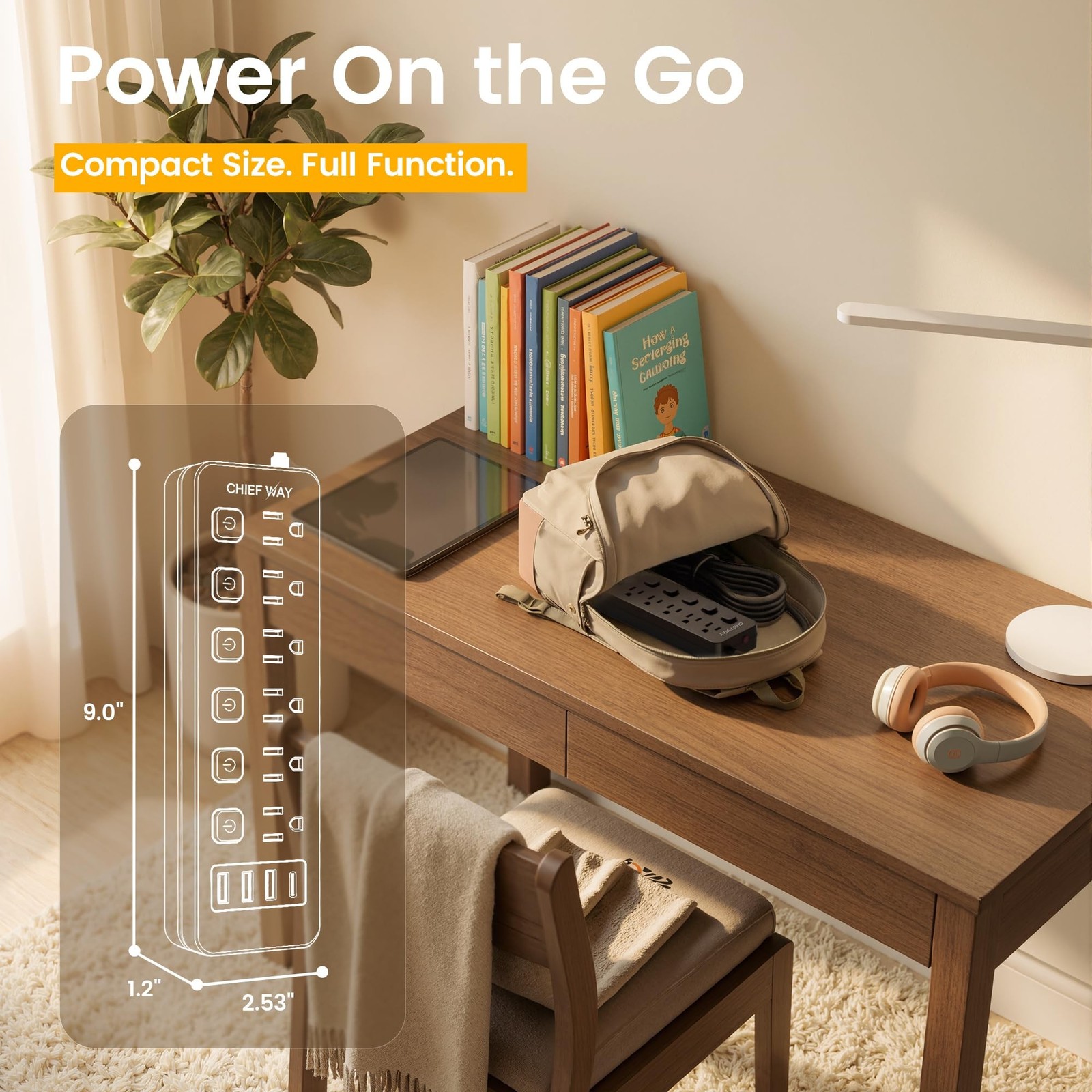10Ft Power Strip with Individual On/Off Switches, 6 Outlets & 4 USB Ports (1 …