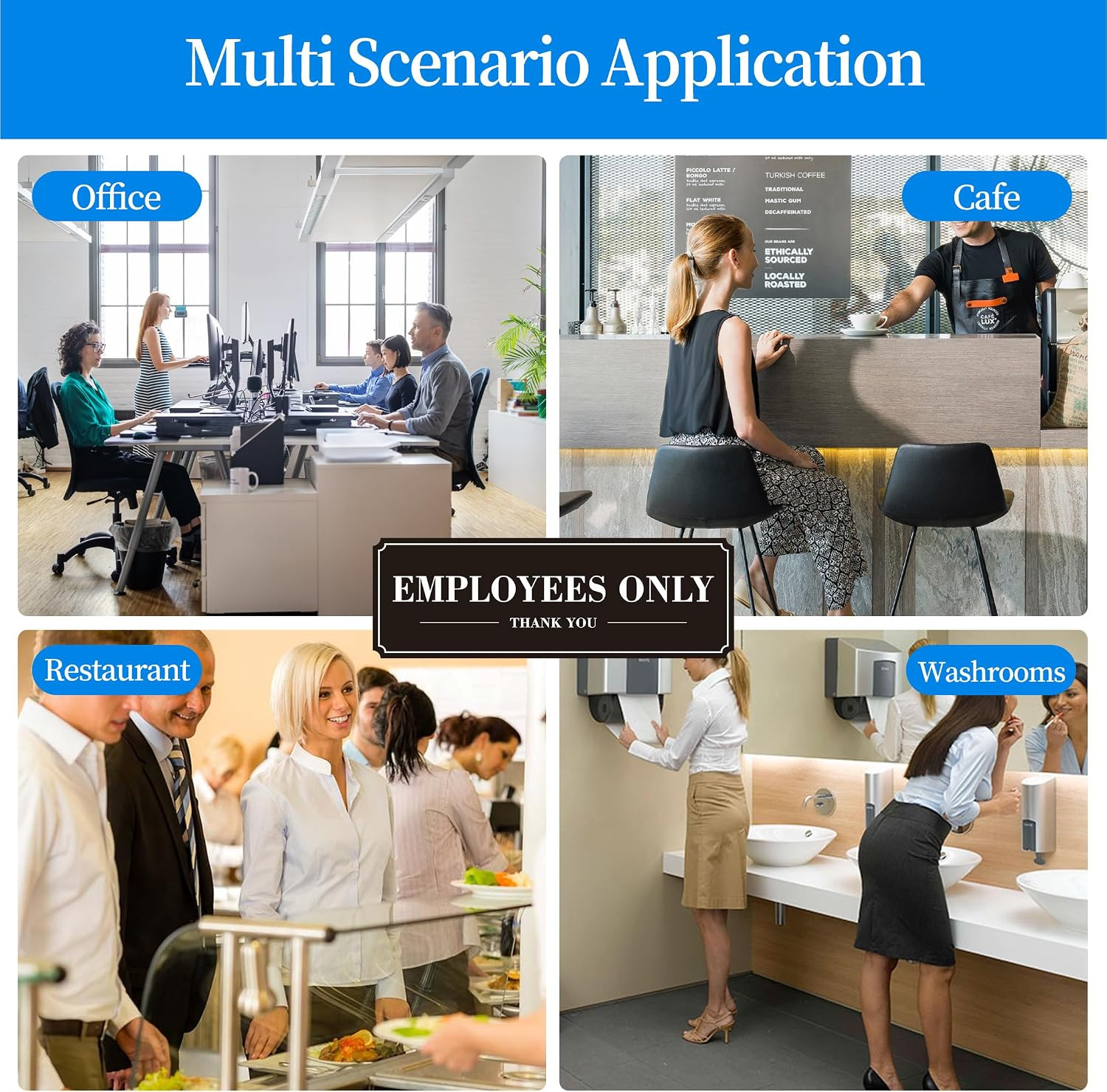 Employees Only Sign for Door, (2 Pack) Self-Adhesive Staff Only for Business Doo