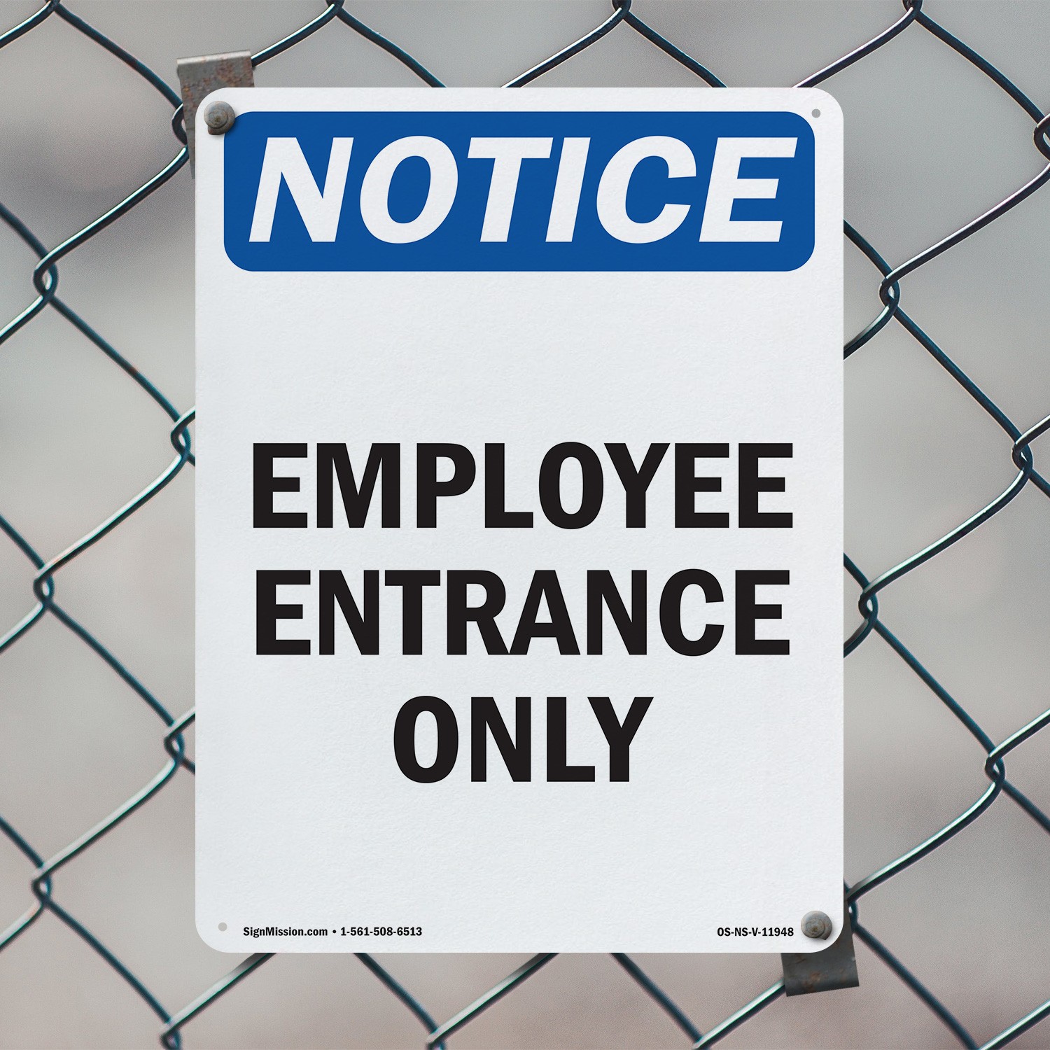 Employee Entrance Only OSHA Notice Sign Metal, Plastic, Or Decal – 5 or 10 Pack