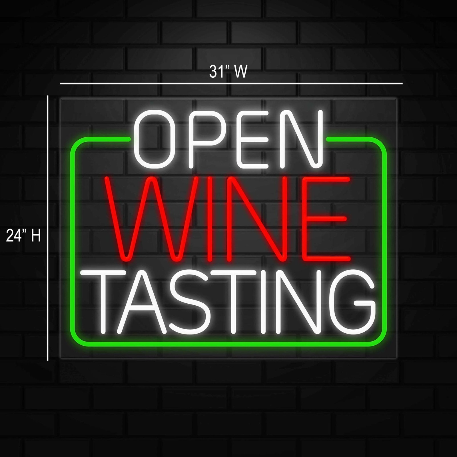 Open Wine Tasting Sign for Retail Displays |LED Flex Neon | 31&Prime;W x 24&Prime;H x 1&Prime;D