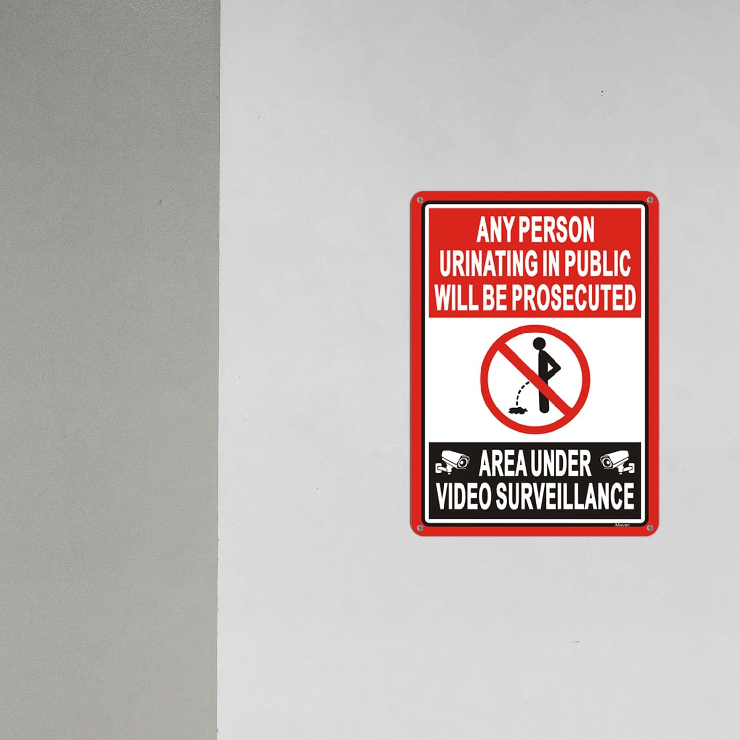 2 PCS No Urinating Public Video Surveillance Sign Aluminum 14×10 Inch