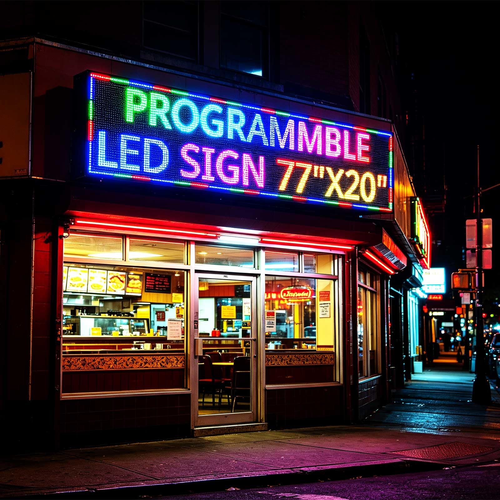HS Programmable Scrolling Led Sign Digital Signs Outdoor WaterproofP10 77’’x20’’