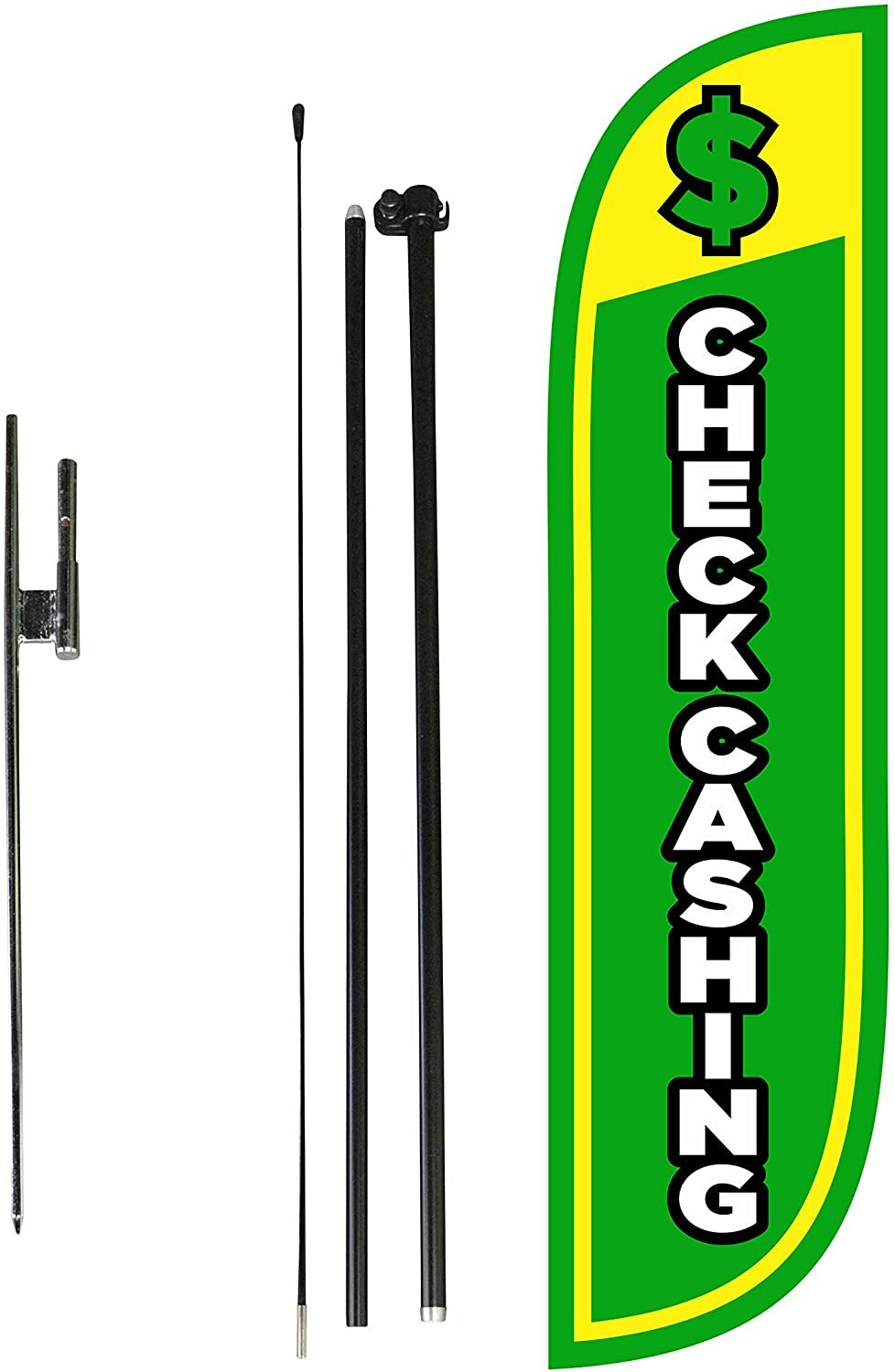 LookOurWay CHECK CASHING Feather Flag Complete Set with Pole & Ground Spike NEW