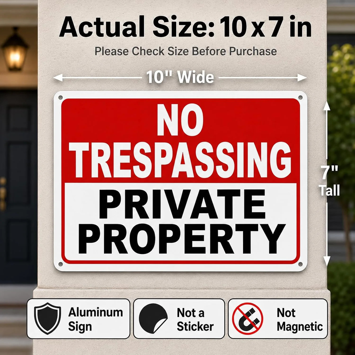 2 Pack No Trespassing Signs Private Property – 10×7 Inch 40 Mil Rust Free Alumin