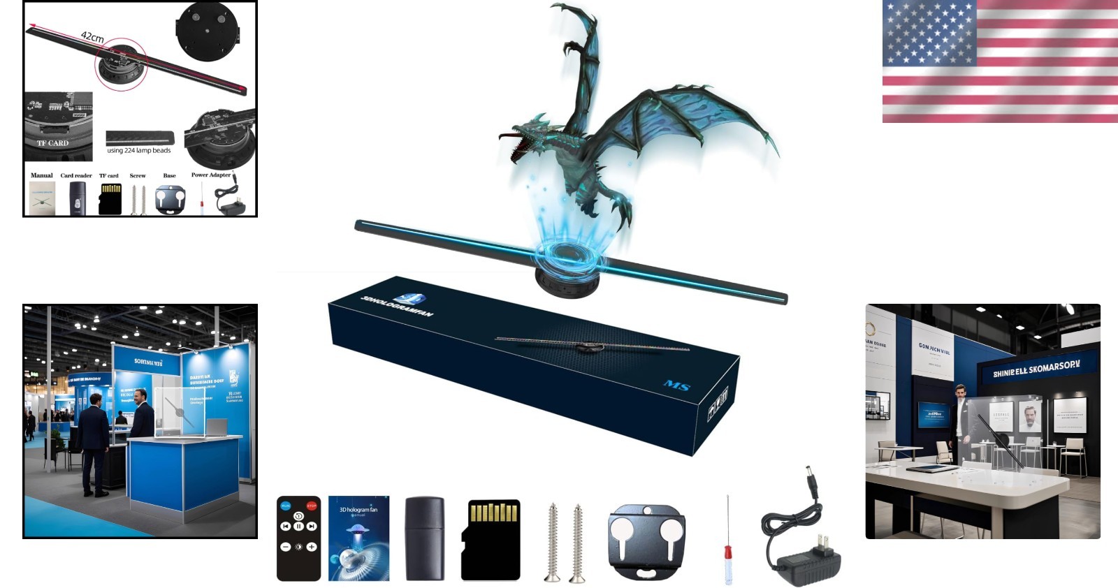19.7in 3D Hologram Fan 528 LED 1500+ Videos WiFi APP