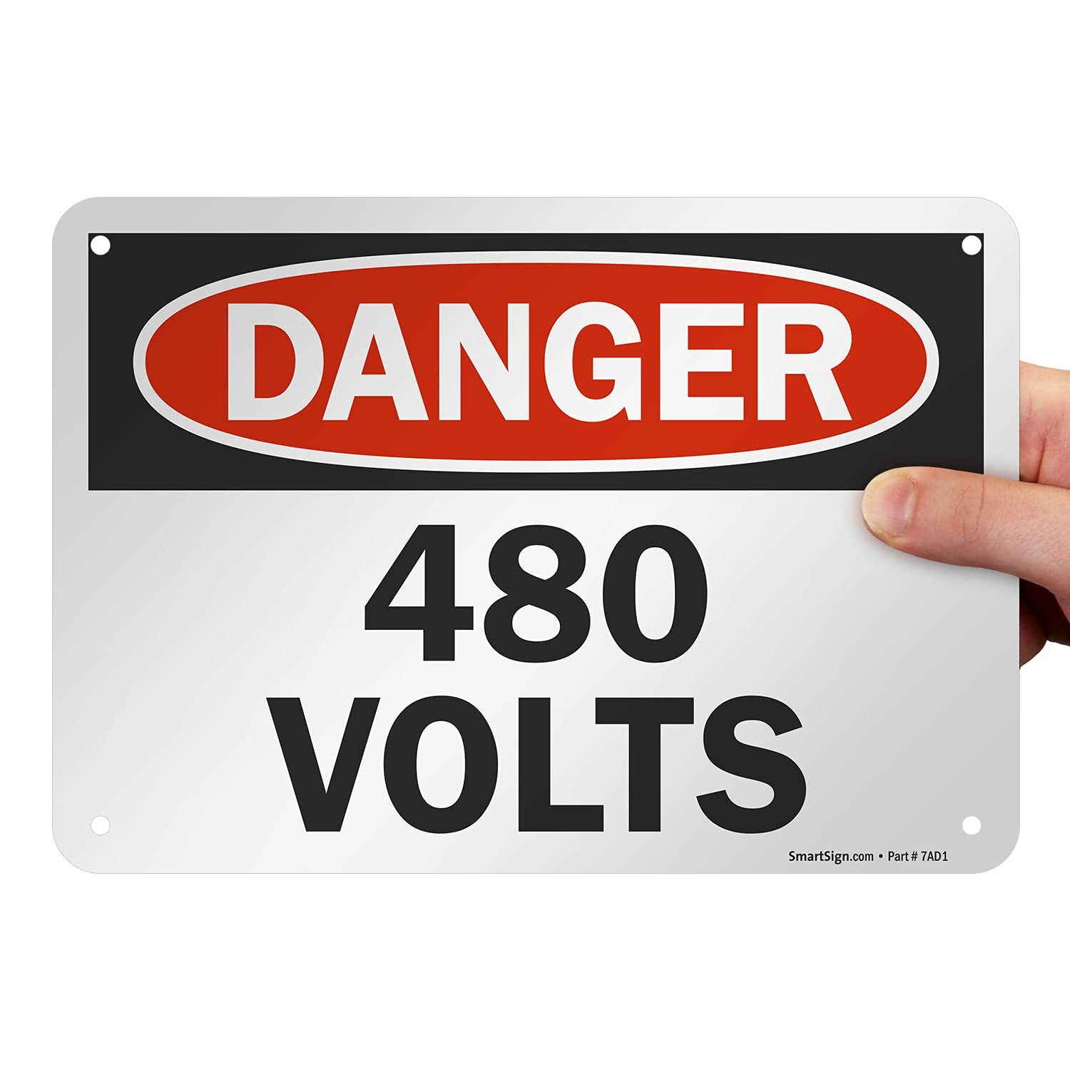 7 x 10 inch “Danger – 480 Volts” OSHA Sign with Pre-Cleared Holes Digital Pri…