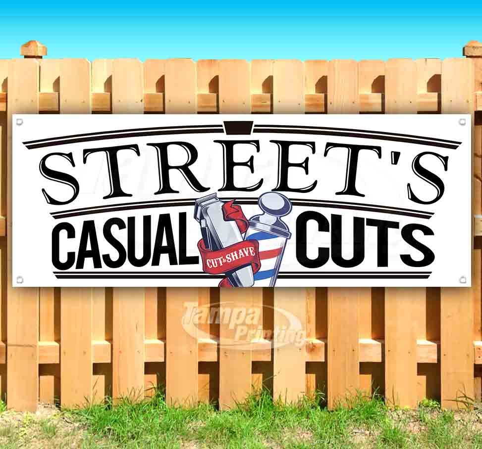 STREET&rsquo;S CASUAL CUTS Advertising Vinyl Banner Flag Sign Many Sizes BARBER SHOP