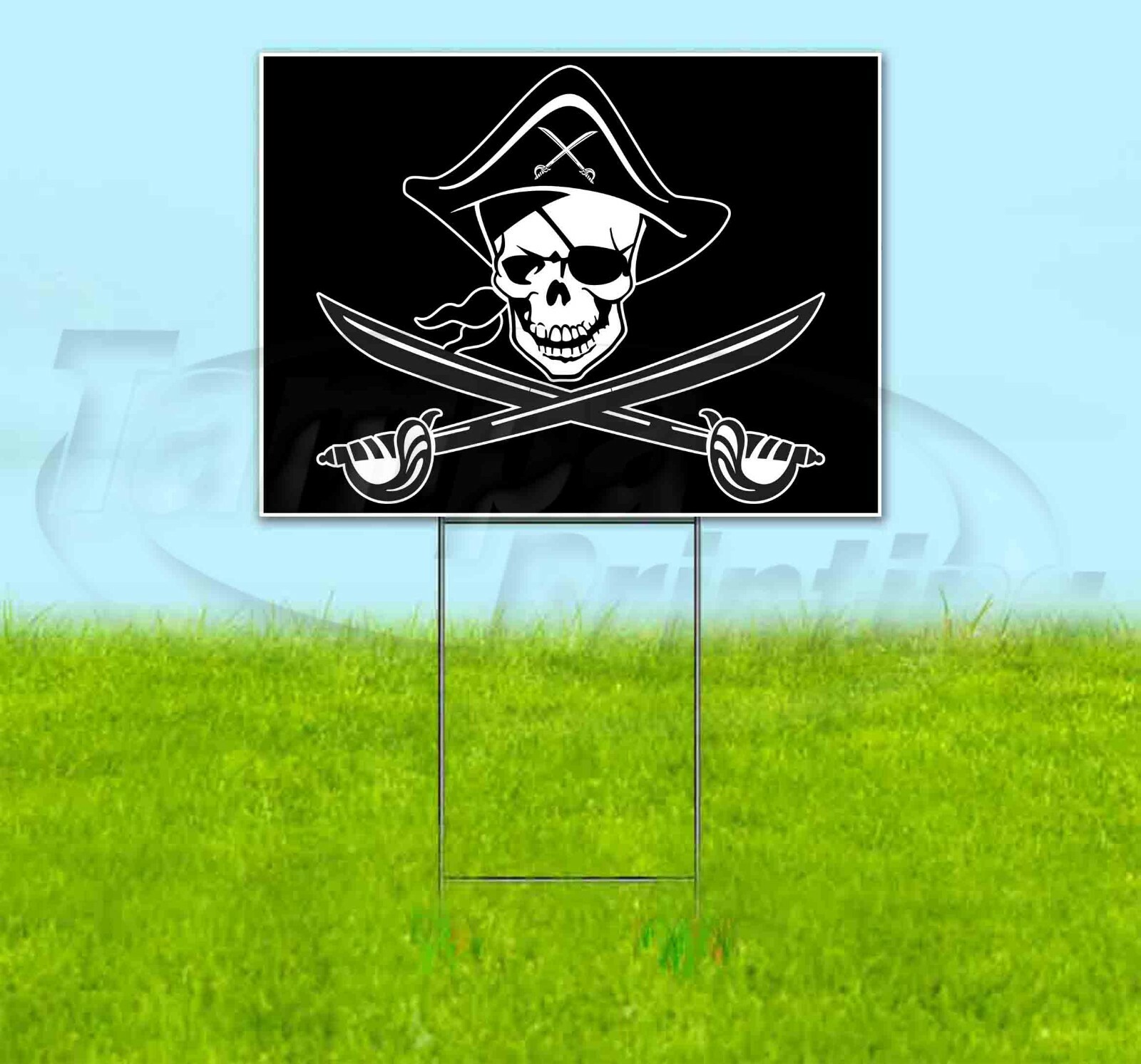 PIRATE FLAG 18×24 Yard Sign Corrugated Plastic Bandit Lawn Business USA