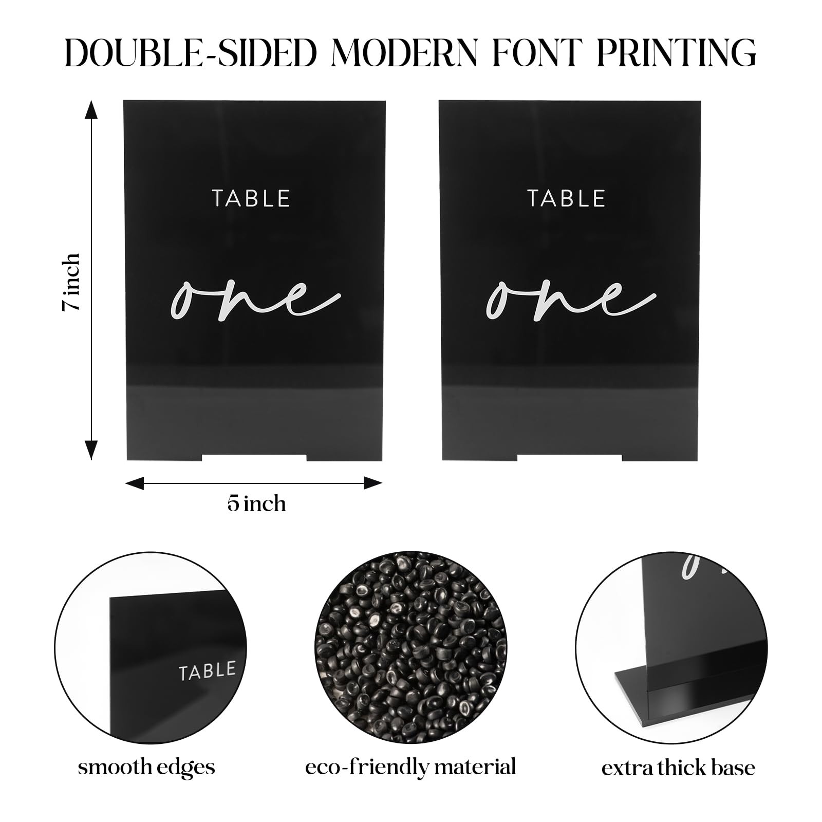 5×7 Inch Black Double Sided Acrylic Wedding Table Numbers 120 Stands