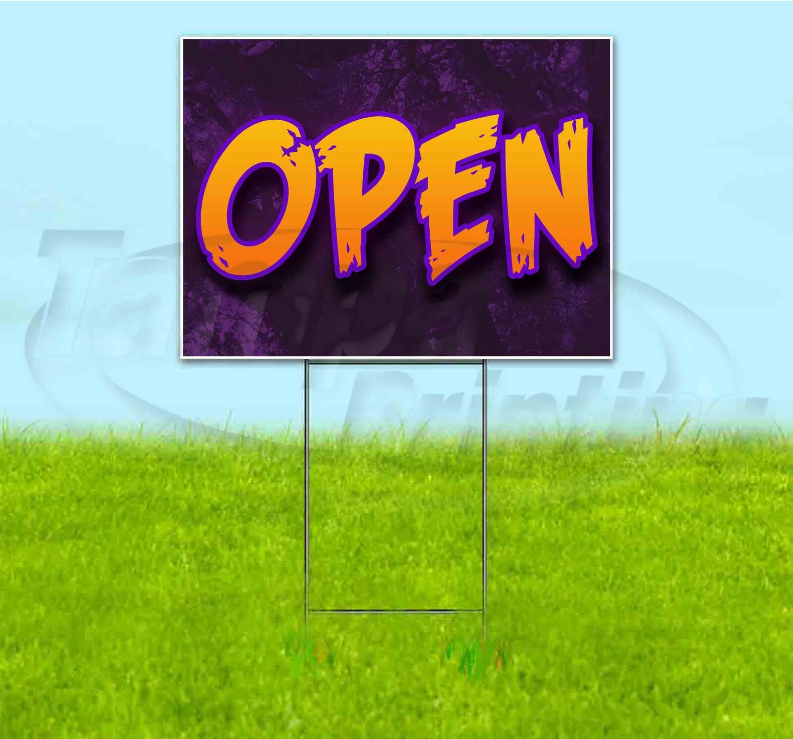 OPEN 18×24 Yard Sign WITH STAKE Corrugated Bandit USA BUSINESS BARBECUE