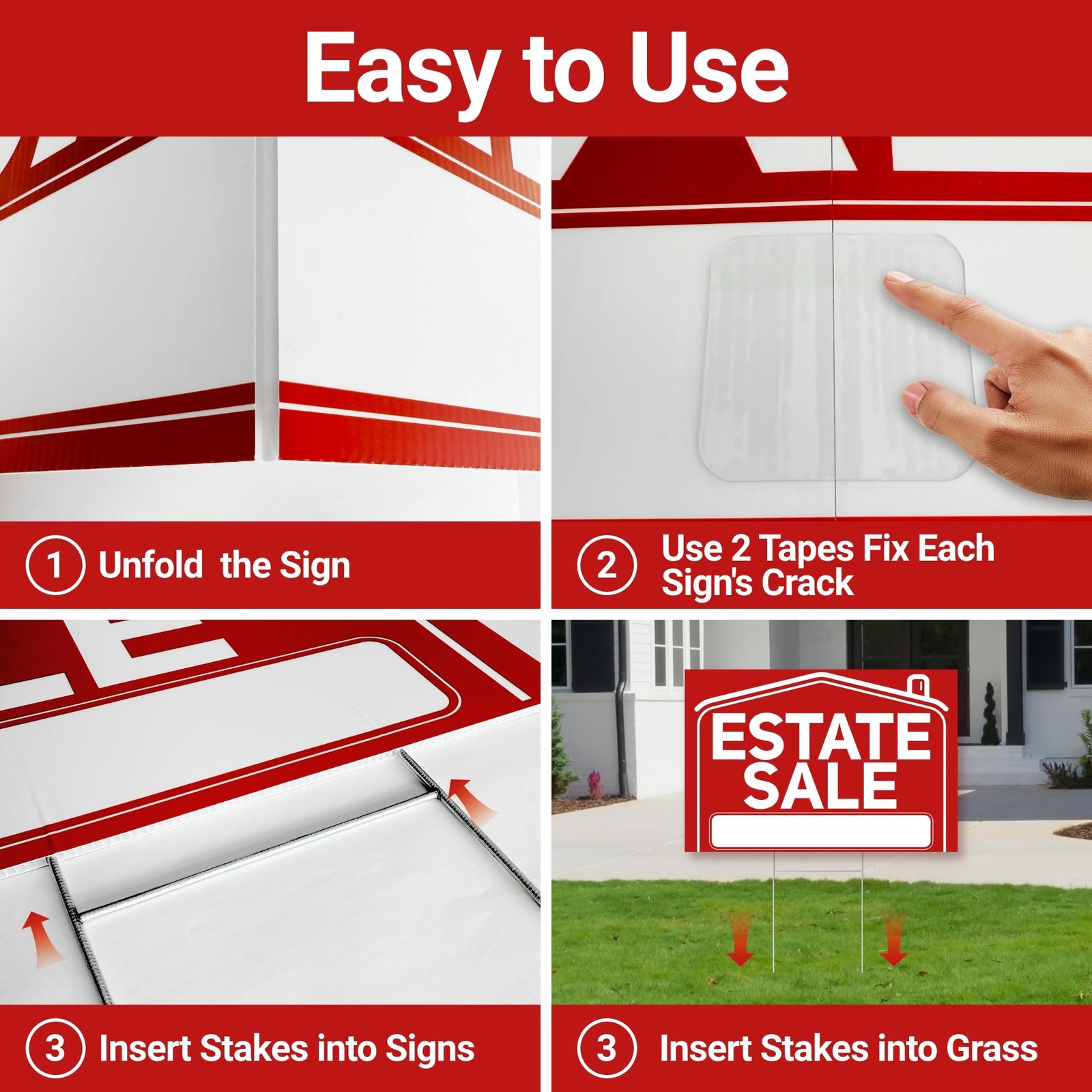 6 Pcs Estate Sale Signs with Stakes, 2 Foldable Extra-Large Estate Sale Signs…