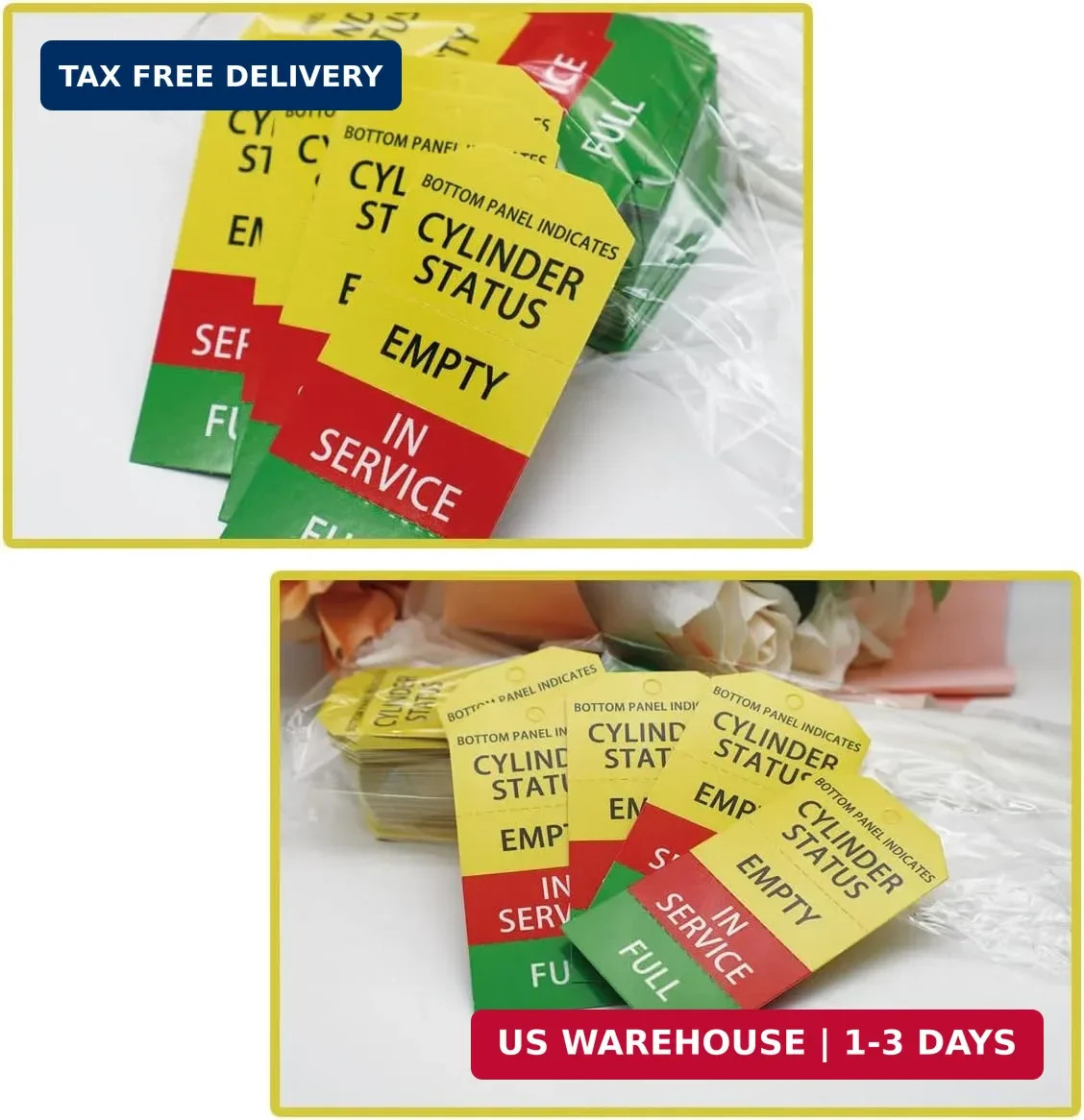 100 Pcs Cylinder Status Sign Tags Waterproof Gas Status Tanks Cardstock 2×4 inch