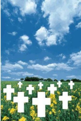One 16&Prime;x22&Prime; White Lawn Cross Yard Signs with Short Stakes