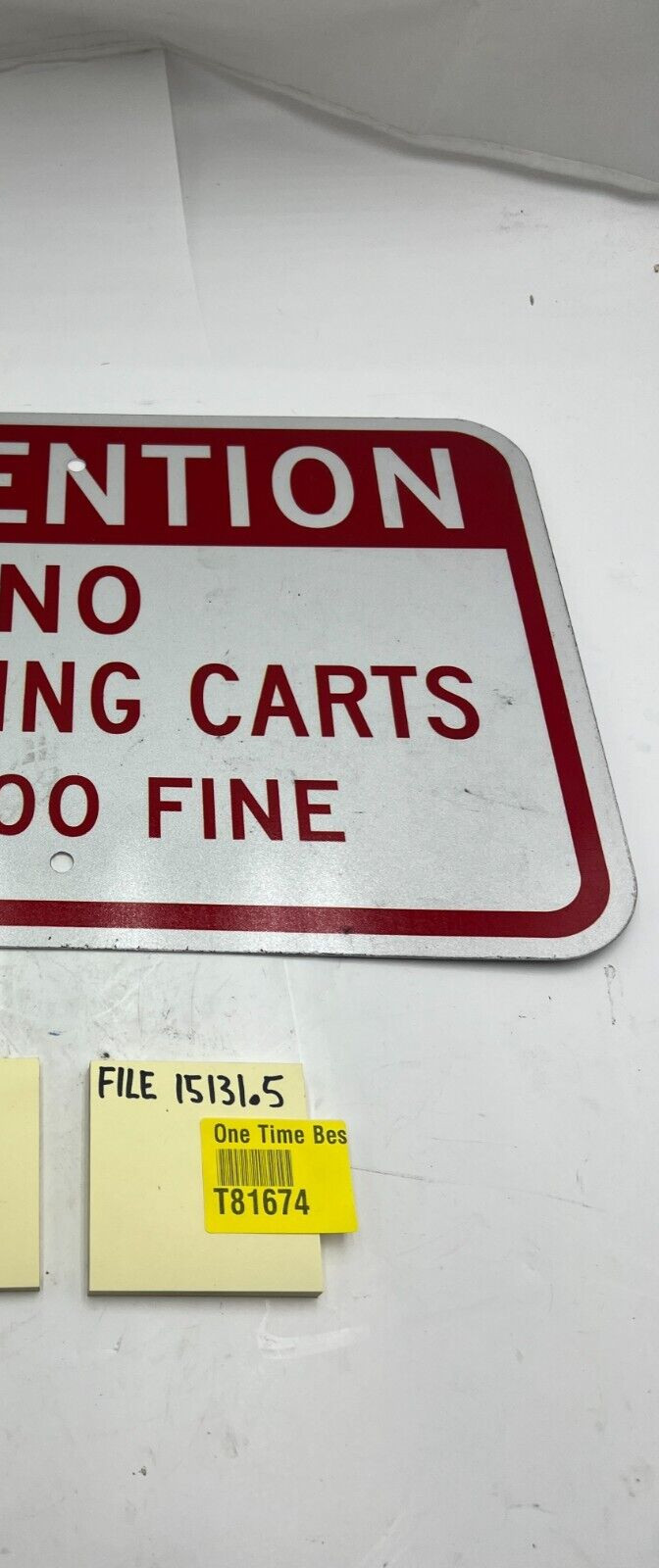Attention No Shopping Carts $50.00 Fine Sign 12&Prime; X 18&Prime; Heavy Duty Red, White