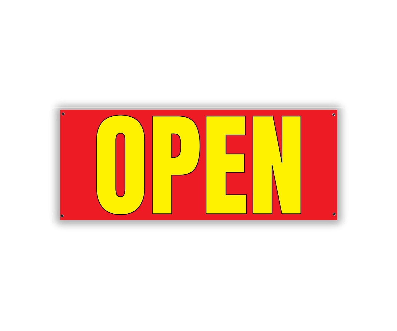 Open Banner 48×20 Inches Durable Material Easy Installation Bright Red