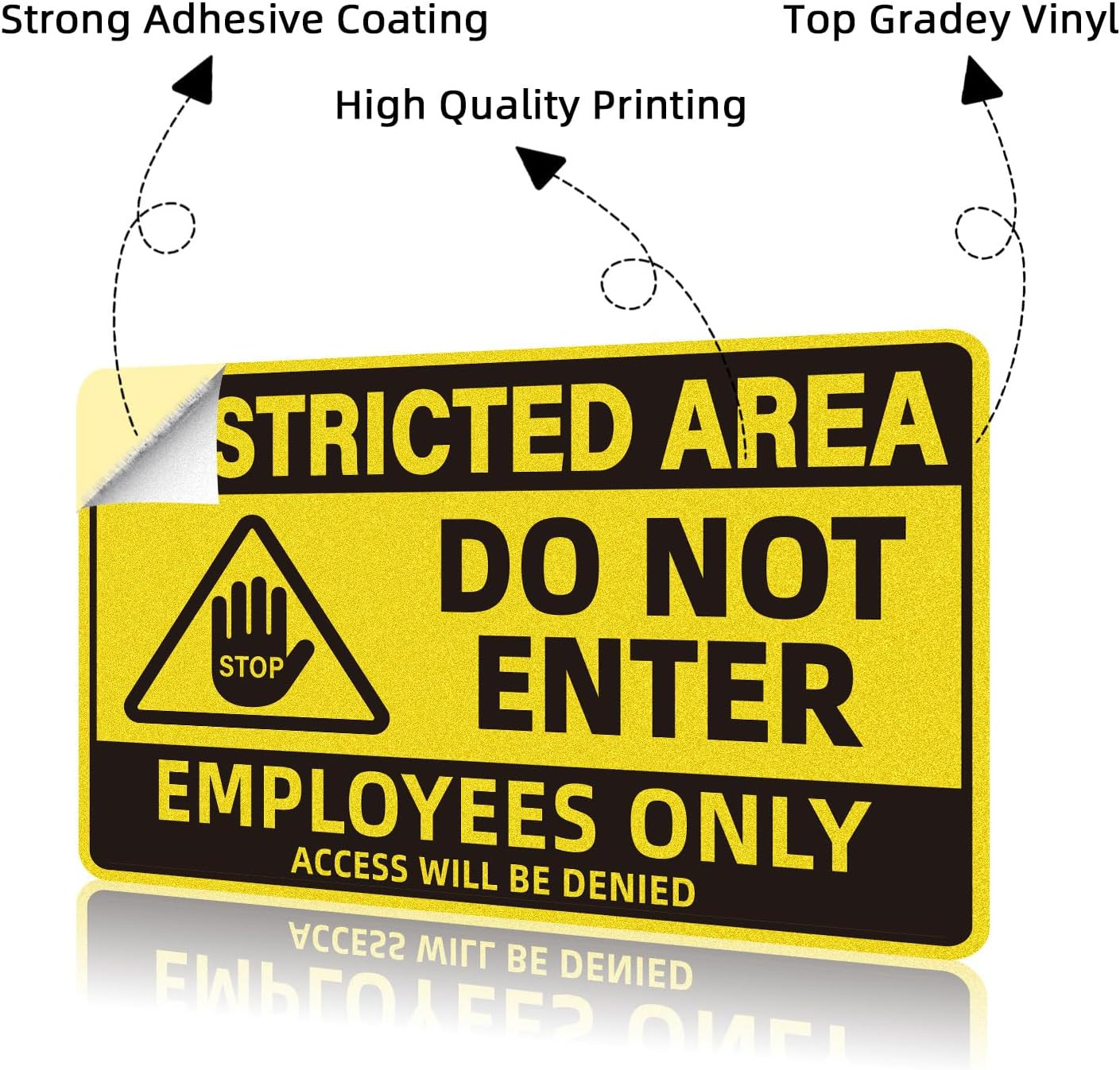 Restricted Area Employees Only Office Sign 10×7 Workshop Safety Decals 2 Pack