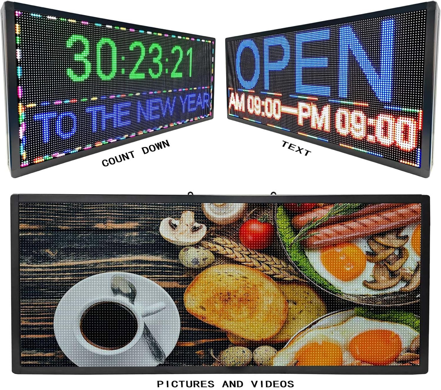 HS Led Sign Scrolling Programmable, Outdoor Digital Open Neon Signs Display Scre