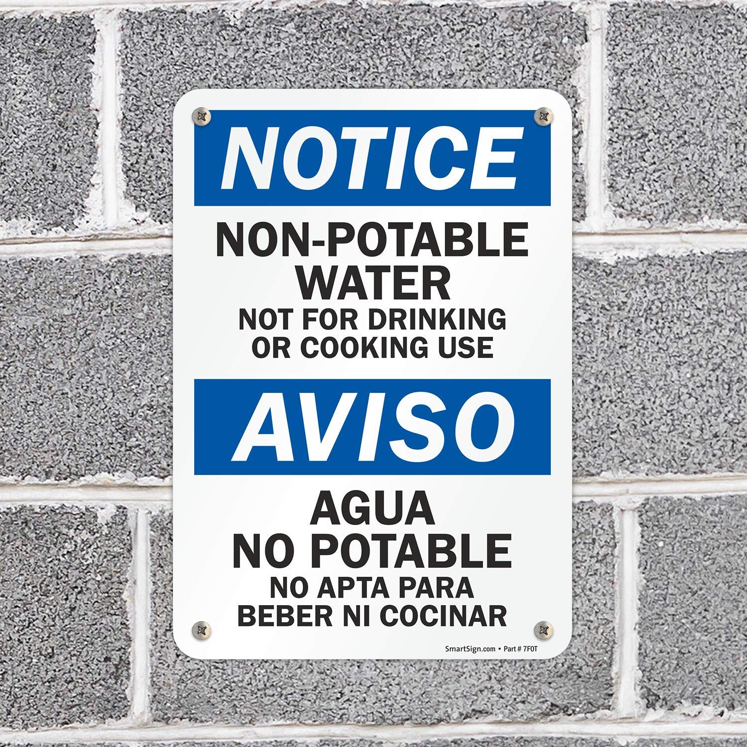 Notice Non Potable Water Bilingual Aluminum Sign 7×10 Inch S2841AL10