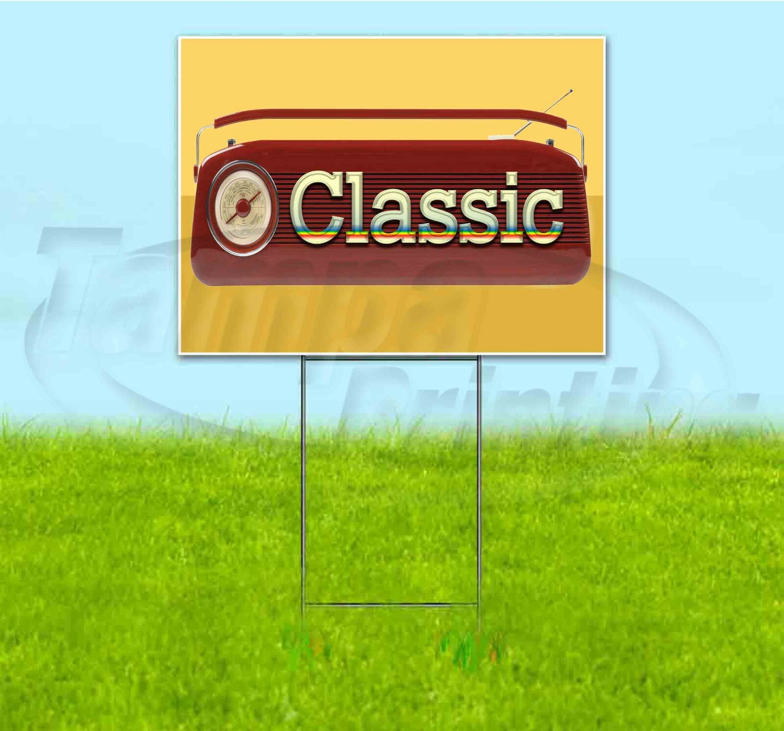 CLASSIC RADIO 18×24 Yard Sign WITH STAKE Corrugated Bandit USA BUSINESS