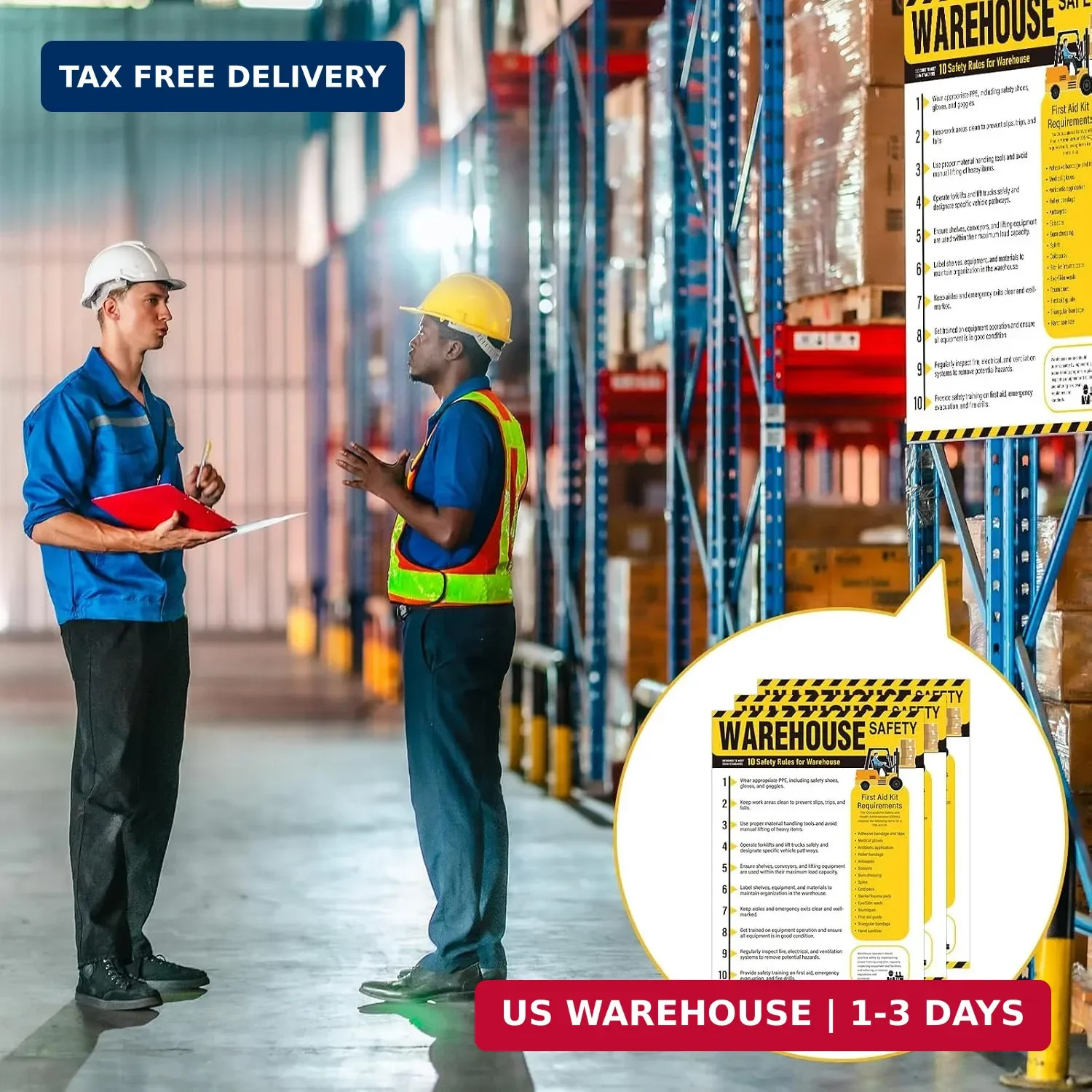 3 Pcs Workplace Safety Rules Poster – Compliant Safety Rules Poster Signs OSHA W