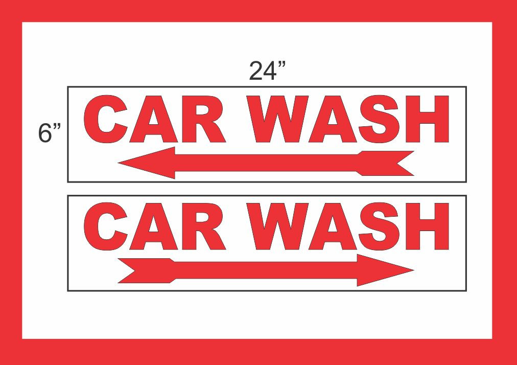 CAR WASH with Arrow 6&Prime;x24&Prime; RIDER SIGNS Buy 1 Get 1 FREE 2 Sided Plastic