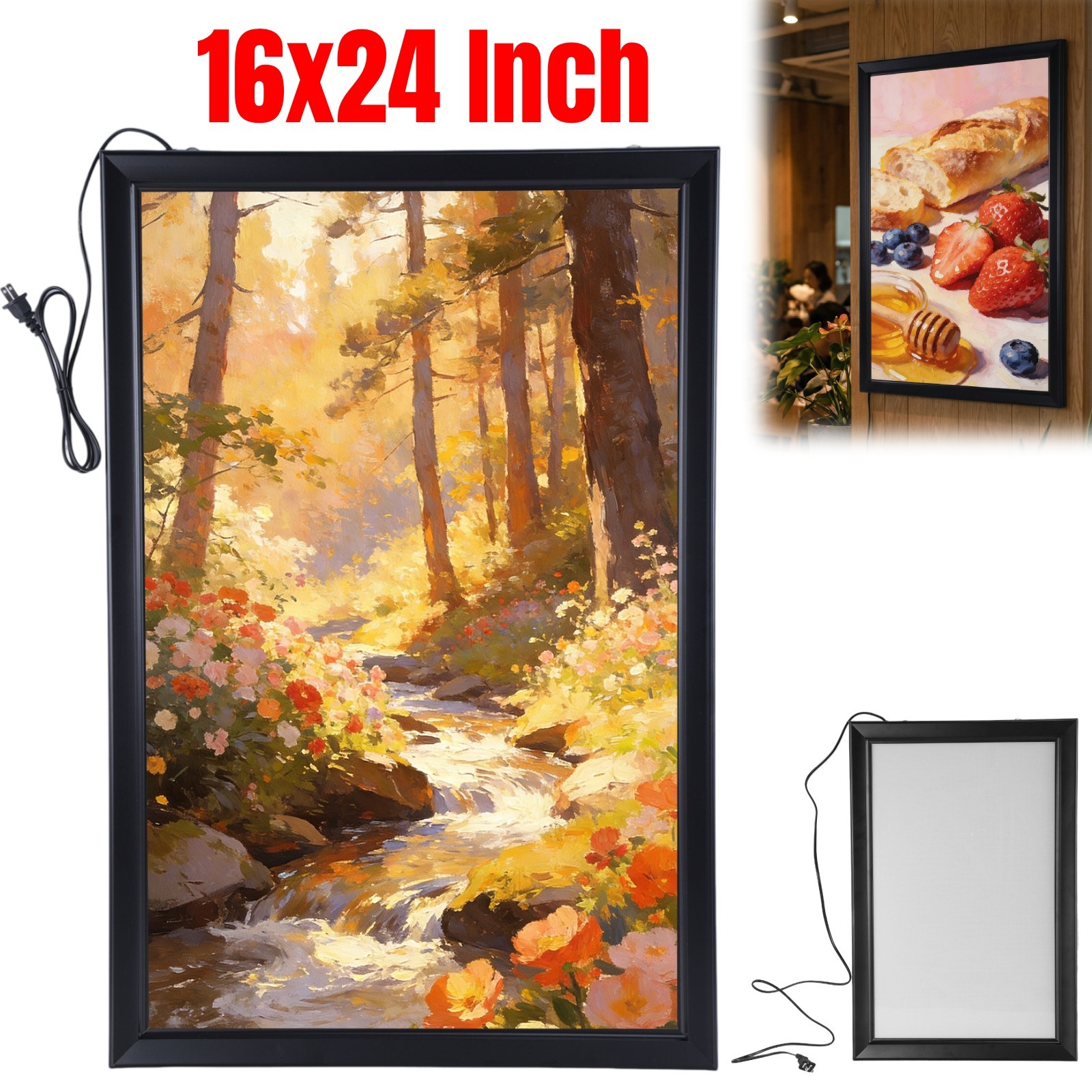 LED Wall Mount Backlit Poster Lightbox Light Up Frame with Dimmer, 16×24 Inch