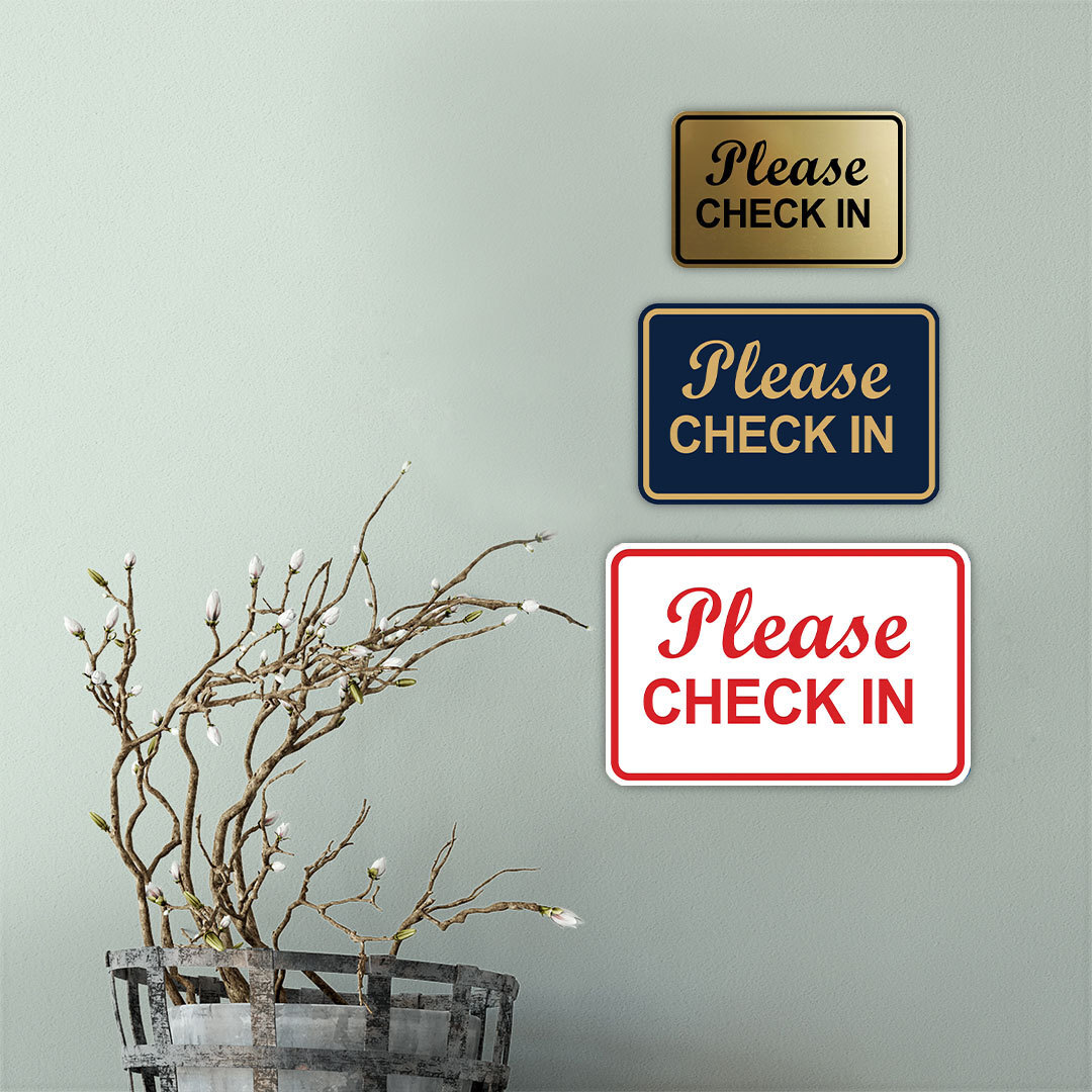 Signs ByLITA Classic Framed, Please Check In Wall or Door Sign
