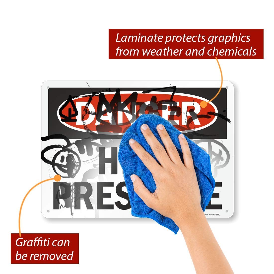 10×14 inch Danger – High Pressure Aluminum Sign for Industrial Safety Work