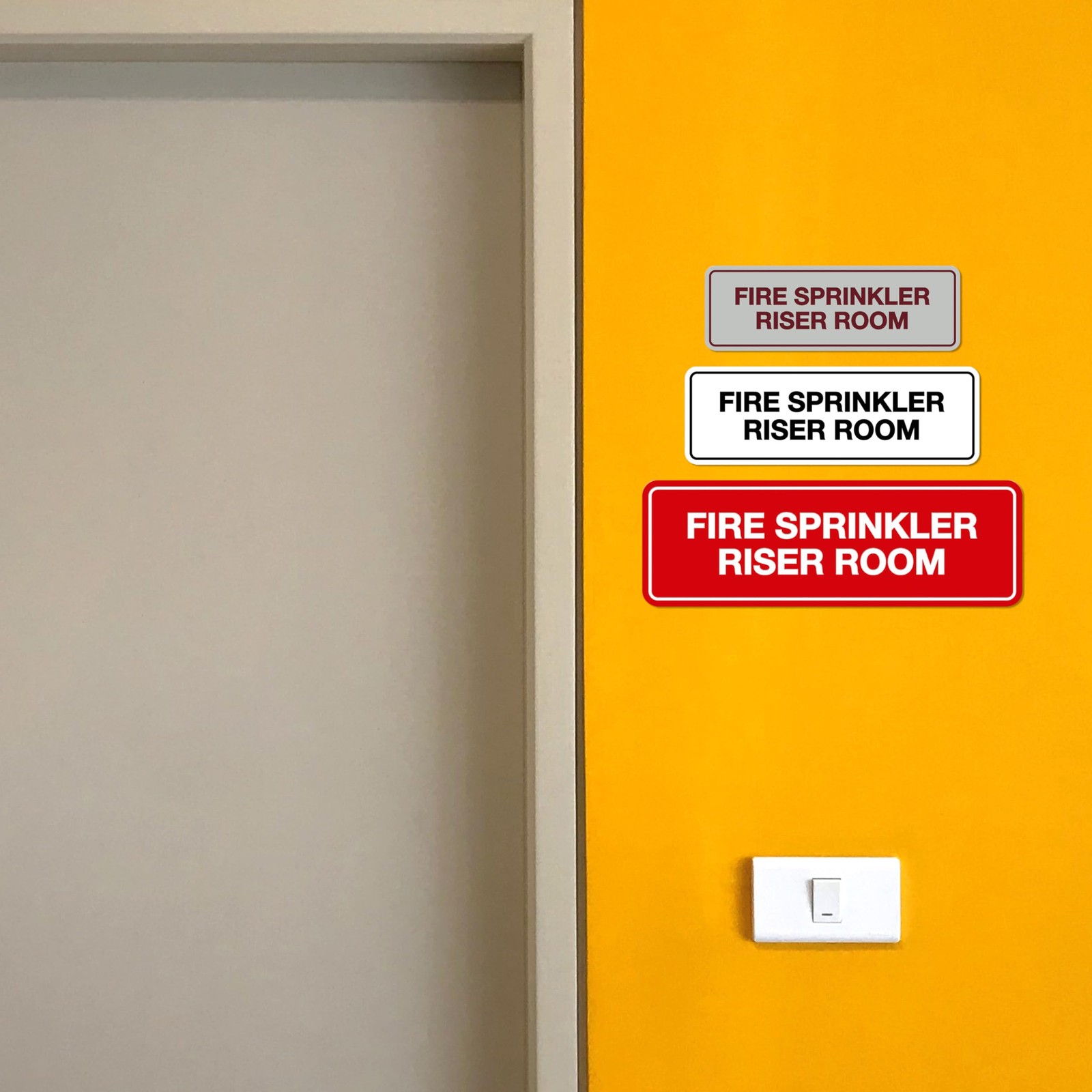 Standard Fire Sprinkler Riser Room Sign Large Red 14×10 Inch Metal Decor