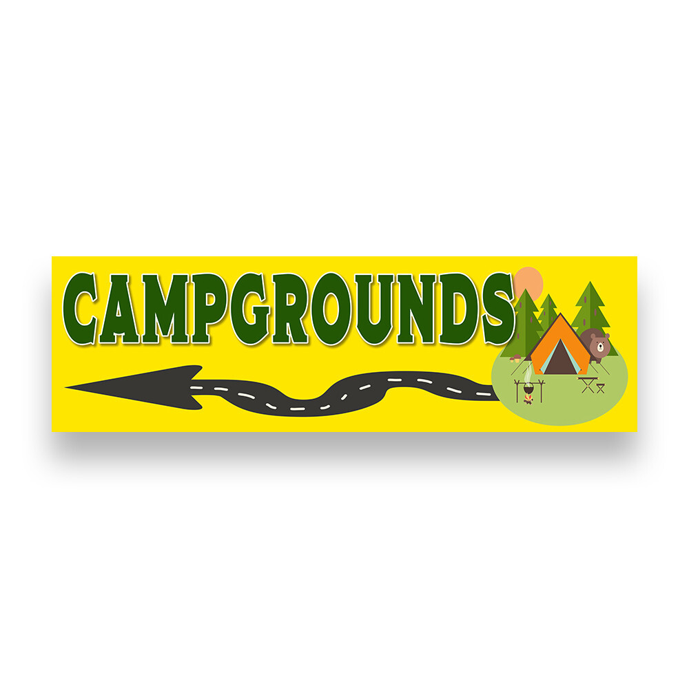 Campgrounds Left Arrow Vinyl Banner with Optional Sizes (Made in the USA)