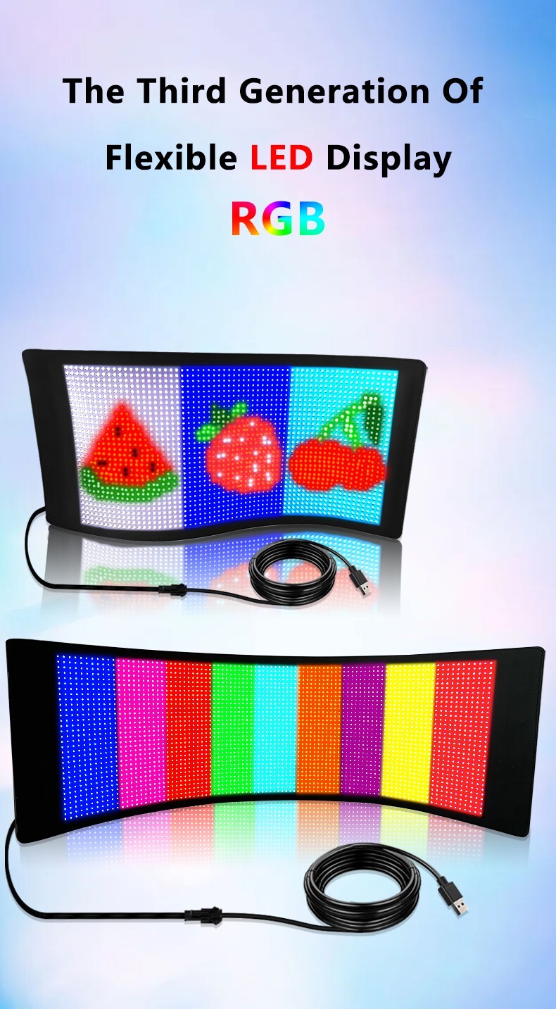 Car RGB LED Sign Scrolling Message Display Board Screen Programmable APP Control
