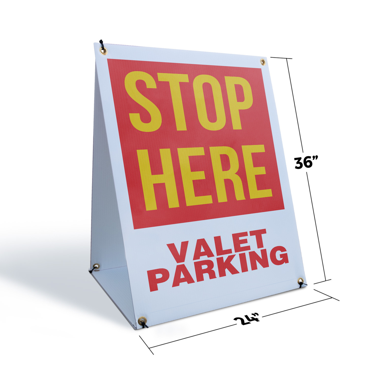 Stop Here Valet Parking A-Frame Sidewalk Sign Traffic Control Clear Message