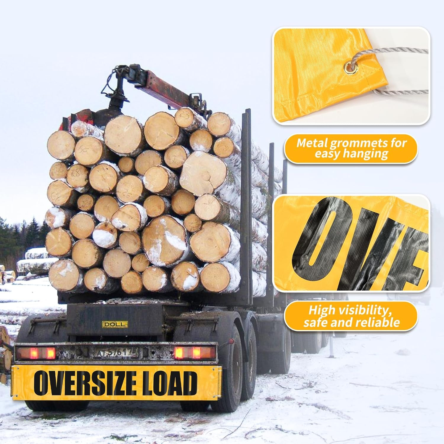2 Pack 12 X 60 Inch Oversize Load Signs for Trucks Escort Vehicles Accessories W