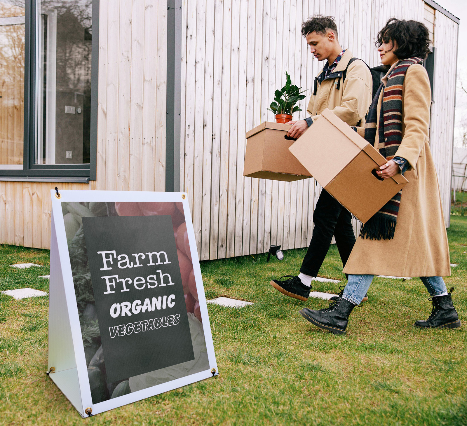Farm Fresh Organic Vegetables A-Frame Sidewalk Sign Nutritious Choices Fresh