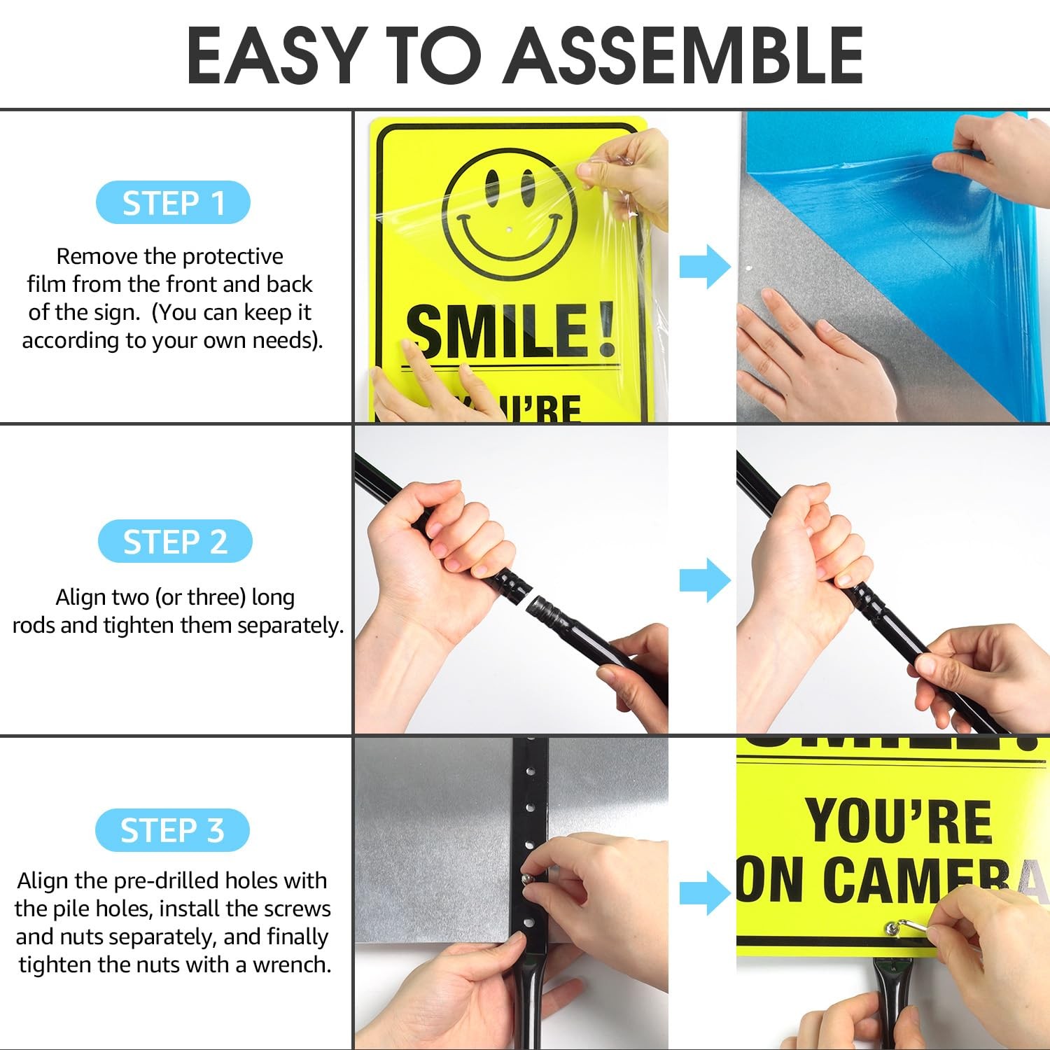Large Smile You&rsquo;re On Camera Signs Video Surveillance Sign with 54&Prime; Stake 2 …