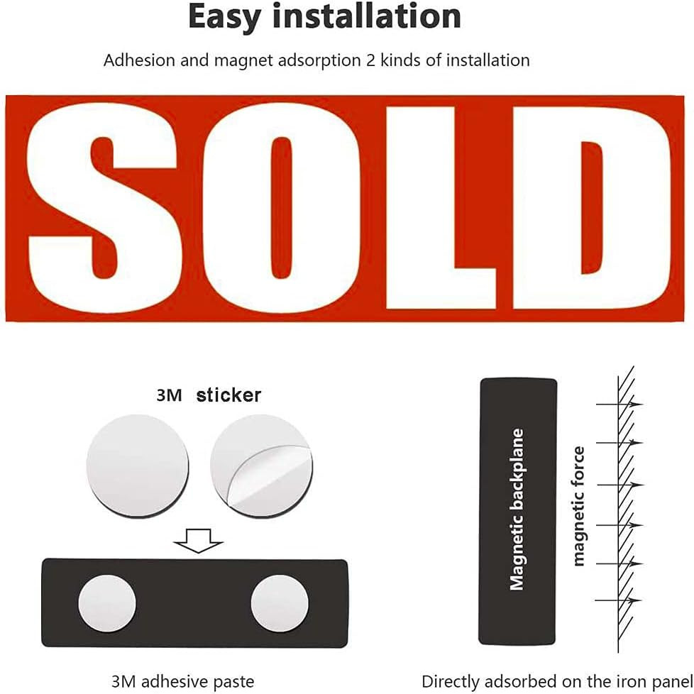 Sold Sign for Estate Rider,Reusable Magnetic and Adhesive Sticker Option,Sign fo
