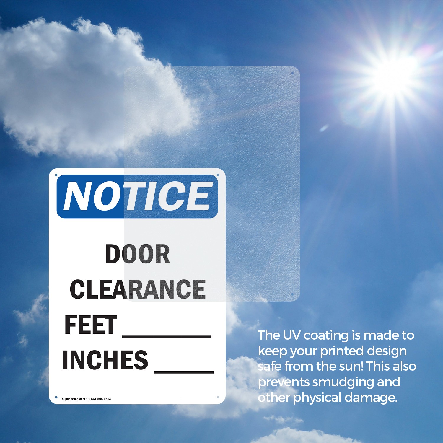 (2 Pack) Door Clearance ____ Feet ____ Inches OSHA Notice Sign Decal Metal