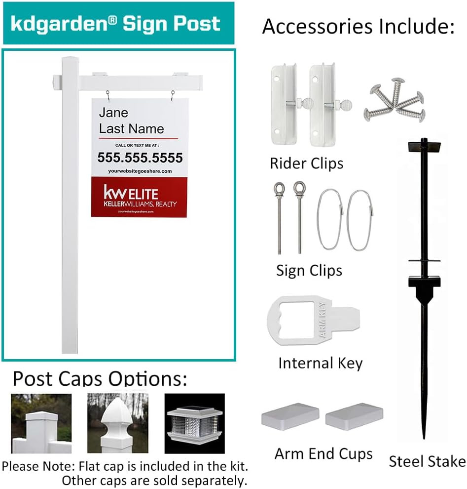 Vinyl PVC Real Estate Sign Post 6Ft. Tall (4&Prime;X 4&Prime;X 72&Prime;) Realtor Yard Sign Post f
